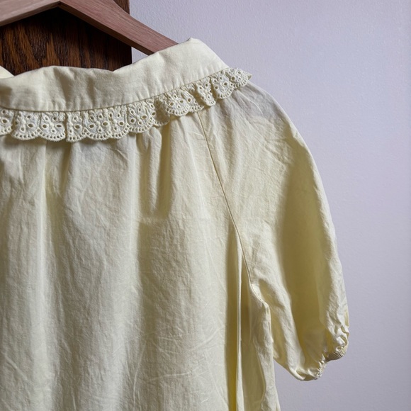 Zara Size XS Pastel Yellow Peter Pan Collar Babydoll Blouse - Picture 5 of 5